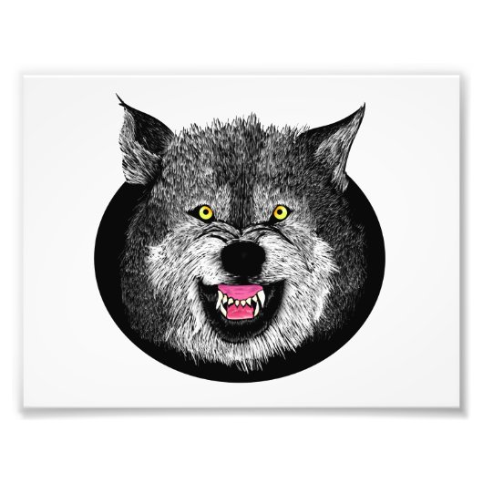 Angry Wolf Face Illustration Fotodruck (Vorne)