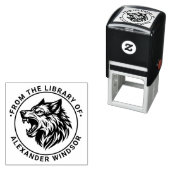 Angry Wolf Head Baring Teeth Library Name Permastempel (Beispiel)