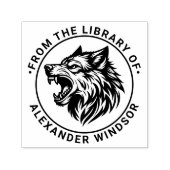Angry Wolf Head Baring Teeth Library Name Permastempel (Design)
