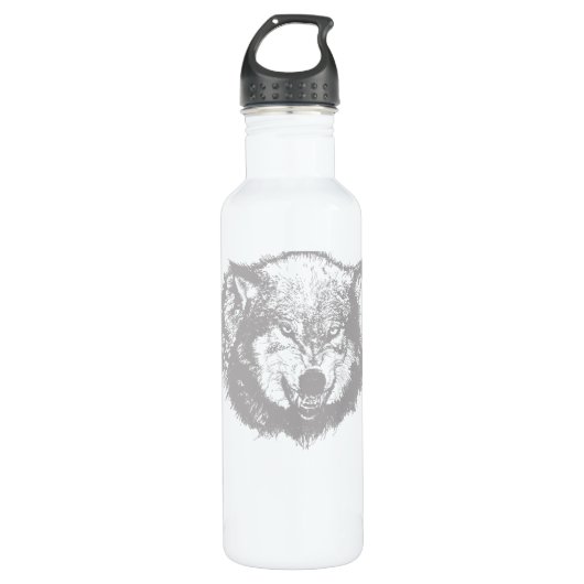 Angry Wolf in Gray Trinkflasche (Vorderseite)