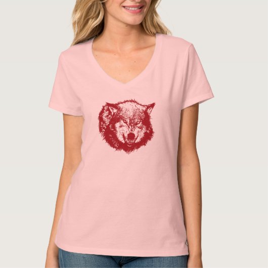 Angry Wolf in Red T-Shirt (Vorderseite)