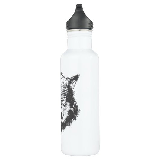 Angry Wolf in Schwarz Edelstahlflasche (Rechts)