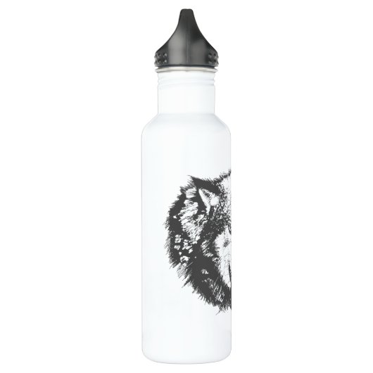 Angry Wolf in Schwarz Edelstahlflasche (Links)