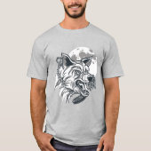 Angry Wolf Monochromatisch T-Shirt (Vorderseite)