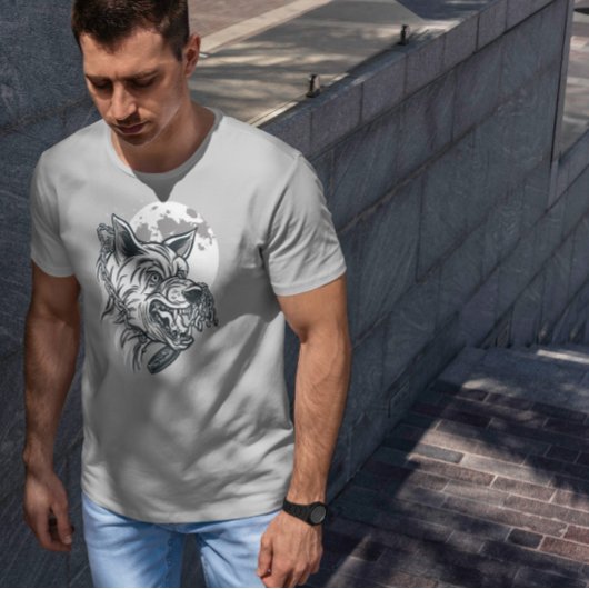 Angry Wolf Monochromatisch T-Shirt