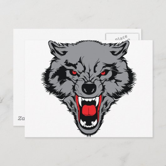 Angry Wolf Postkarte (Vorne/Hinten)