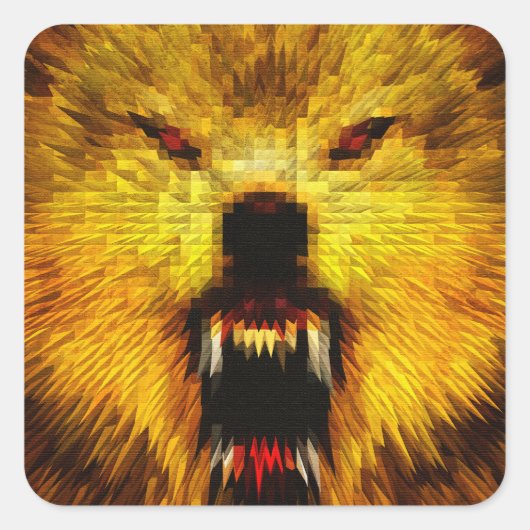Angry Wolf Quadratischer Aufkleber (Vorderseite)