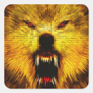 Angry Wolf Quadratischer Aufkleber