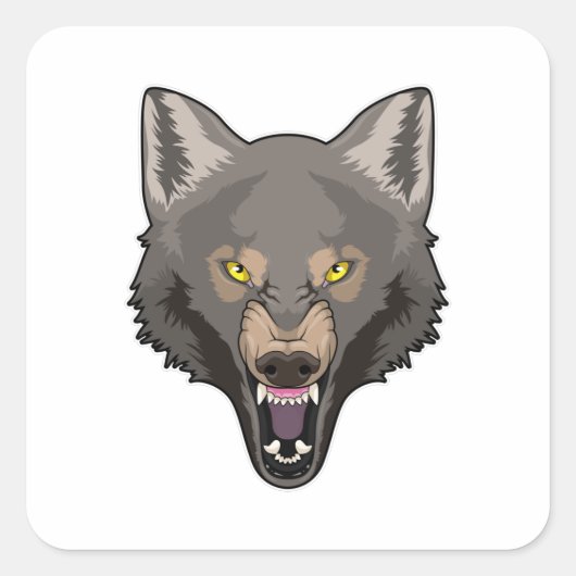 Angry Wolf Quadratischer Aufkleber (Vorderseite)