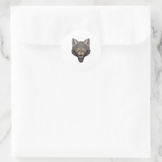 Angry Wolf Runder Aufkleber (Tasche)