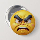 Angry Yellow 3D-Effekt Emoji Button (Vorne & Hinten)