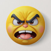 Angry Yellow 3D-Effekt Emoji Button (Vorderseite)