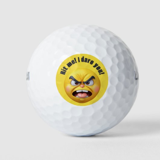 Angry Yellow 3D Emoji personalisieren Golfball (Vorderseite)