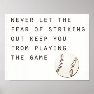 Angst davor, im inspirierenden modernen Baseball z Poster