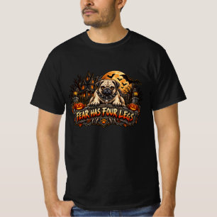 Angst hat vier Beine Pug Halloween Horror Wachhund T-Shirt