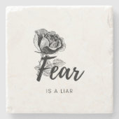 Angst ist eine Blume der Lügner - Schwarze Rose Steinuntersetzer (Vorderseite)