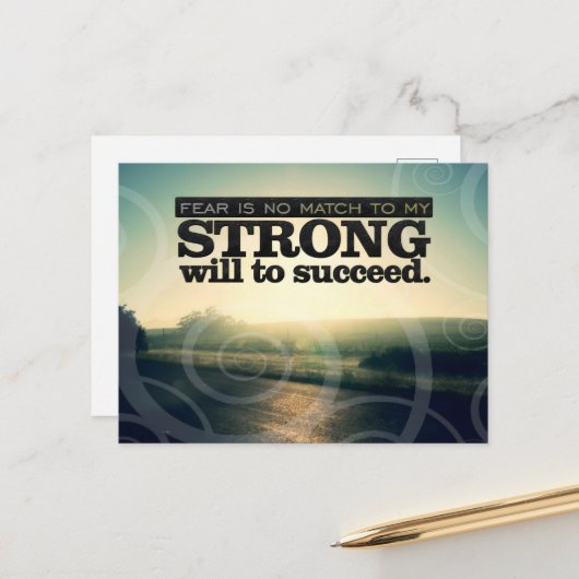 "Angst ist keine Übereinstimmung" Motivation Affir Postkarte (Vorderseite/Rückseite Beispiel)