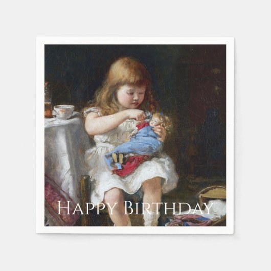 Angst kleine Mutter glücklich Geburtstag Serviette (Vorderseite)