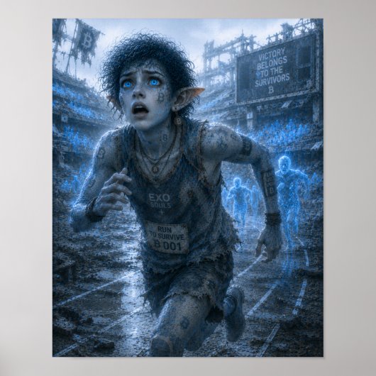 Angst / Läufer / zerstörtes Stadion Poster (Vorne)