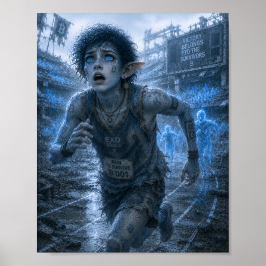 Angst / Läufer / zerstörtes Stadion Poster (Vorne)