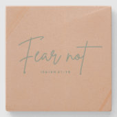 "Angst nicht." Isaiah 41:10 Steinuntersetzer (Vorderseite)