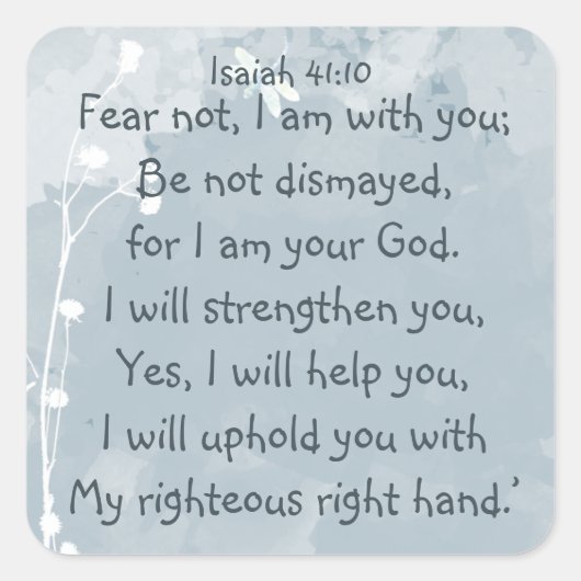 Angst nicht, Isaiah Bible Scripture Dragonfly Quadratischer Aufkleber (Vorderseite)