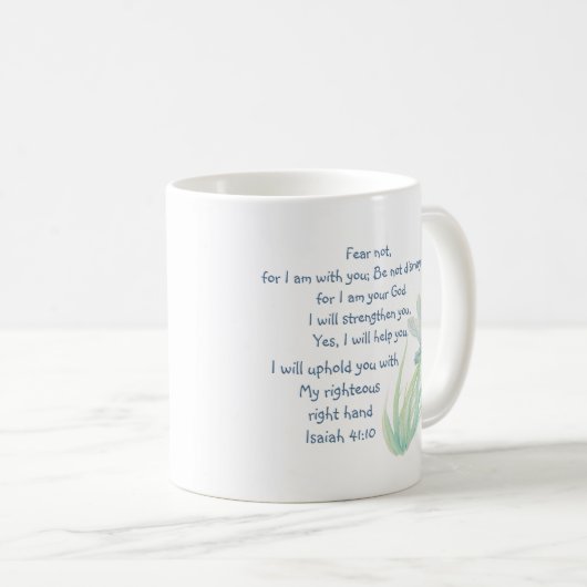 Angst nicht, Isaiah Scripture Dragonfly Blau, Grün Kaffeetasse (VorderseiteRechts)