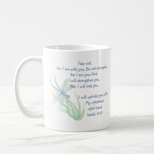 Angst nicht, Isaiah Scripture Dragonfly Blau, Grün Kaffeetasse (Links)