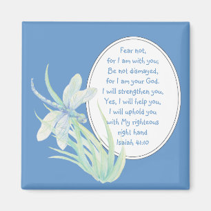 Angst nicht, Isaiah Scripture Dragonfly Blau, Grün Magnet