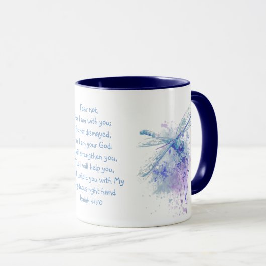 Angst nicht, Isaiah Scripture Dragonfly Wasserfarb Tasse (VorderseiteRechts)