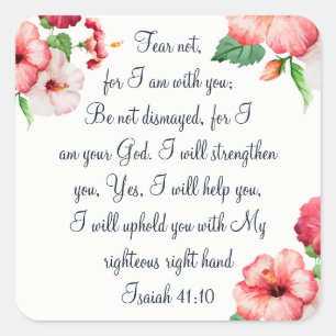 Angst nicht, Isaiah Scripture Floral Wasserfarbe K Quadratischer Aufkleber