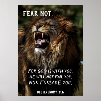 Angst nicht Löwe Roaring Christliche Bibel Verse Poster