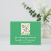 Angst Stressierte Frau Cartoon grün Postkarte (Stehend Vorderseite)