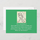 Angst Stressierte Frau Cartoon grün Postkarte (Vorne/Hinten)