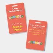 Angst Unsichtbare Behinderung Lanyard ID Ausweis (Vorder- & Rückseite)