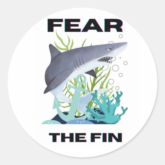 Angst vor dem Haifisch Runder Aufkleber (Vorderseite)