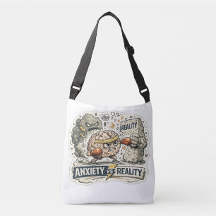Angst vs Realität Lustiger Mentaler Gesundheits Hu Tragetaschen Mit Langen Trägern