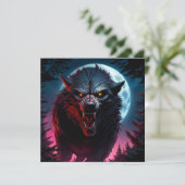 Angsteinflößender knurrender Werwolf Einladung (Stehend Vorderseite)