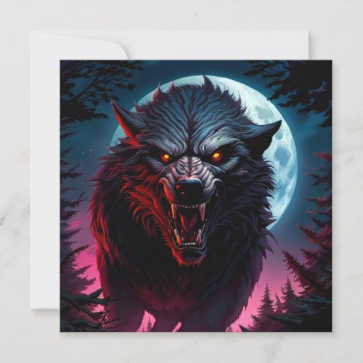 Angsteinflößender knurrender Werwolf Einladung (Vorderseite)