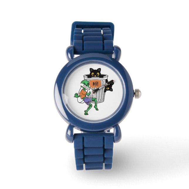 Angstkatze Halloween Armbanduhr (Vorderseite)