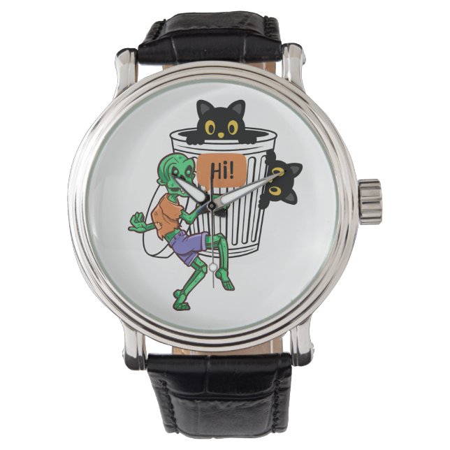 Angstkatze Halloween Armbanduhr (Vorderseite)