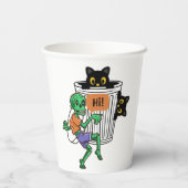 Angstkatze Halloween Pappbecher (Rückseite)