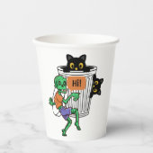 Angstkatze Halloween Pappbecher (Vorderseite)