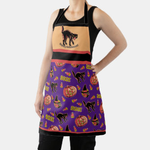 Angstkatze Retro-Halloween-Schürze Schürze
