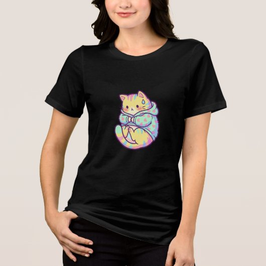 Ängstliche aber süße Katze Tri-Blend Shirt (Vorderseite)
