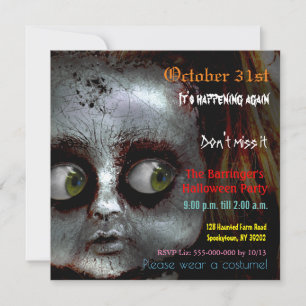 Ängstliche Puppe Gruselig Halloween Halbglanz-Einl Einladung