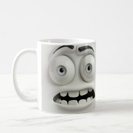 Ängstliches sarkastisches Gesicht 3D-Mug-Wrap Kaffeetasse (Links)