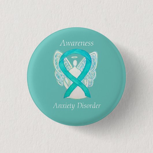 Angststörung Bewusstsein Angel Aquamarines Button (Vorderseite)