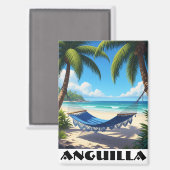 Anguilla Caribbean Beach Hammock Magnet (Vorderseite/Rückseite)
