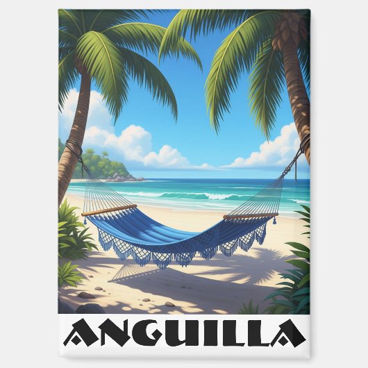 Anguilla Caribbean Beach Hammock Magnet (Vorderseite)